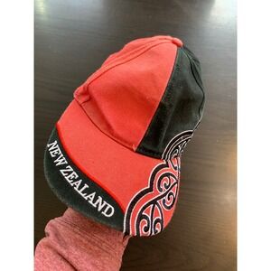 Hallifax New Zealand Souvenir Hat Red Black Maori Koru Embroidery Baseball Cap